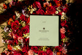 Prosperity Ritual Book Box embossed gold foil in bed of roses. affirmation cards, mirror work. 